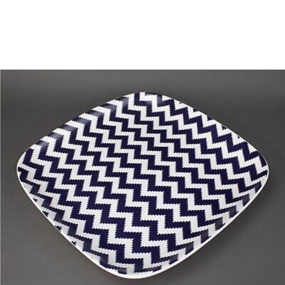 NWT Jonathan Adler Happy Chic Elizabeth Blue Chevron Serving Platter  15"x15" - Picture 8 of 8
